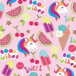 PAPIER D'EMBALLAGE - LICORNE GOURMANDE BONNES VIBRATIONS